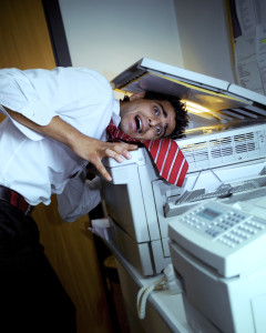 photcopier, guy with head in